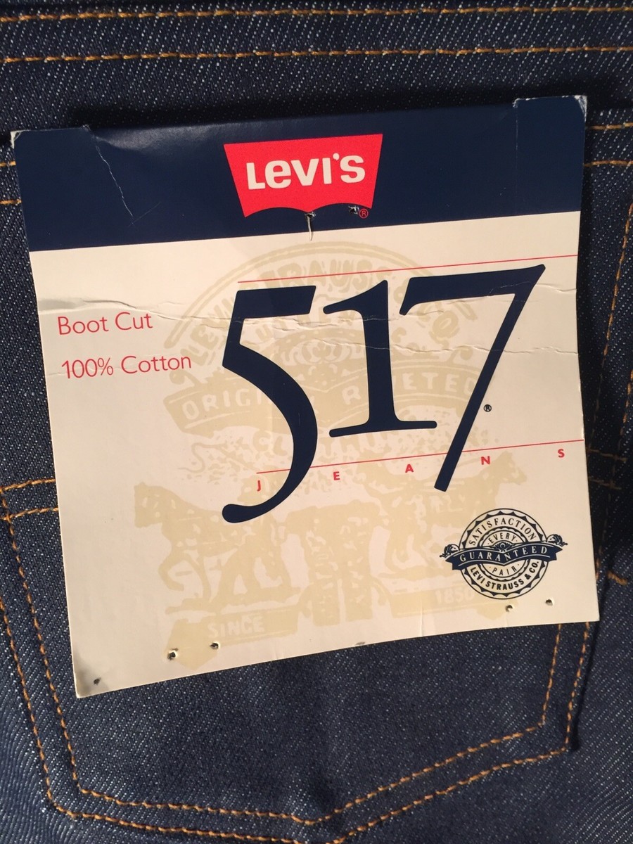 New Vintage 80s Levis Orange Tab Mens 42x32 517 Bootcut 13oz Raw