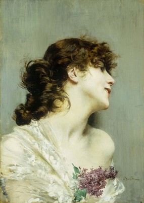 Giovanni Boldini ''Profile of a Young Woman'' Grey Artwork PAPER or CANVAS Print