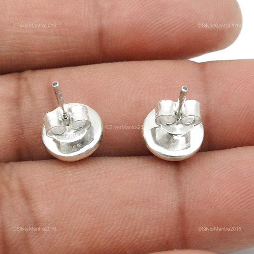 Rose Quartz Gemstone Solid 925 Silver Stud Artisan Heart Chakra Earrings - Picture 5 of 7