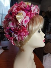 Vintage Hat Flowers Shades of Pink and Green Darling