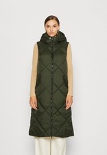 Bnwt Esprit Long Green Quilted Gilet Rrp £129.99 Size L Uk 16-18 Barbour Joules