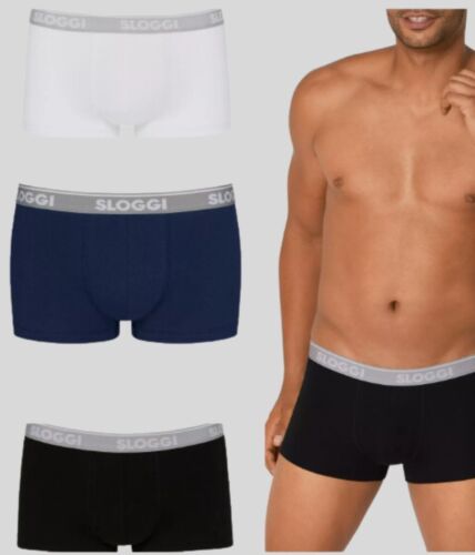 Sloggi Uomo GO - Confezione da 3 Boxer Hipster a Vita Bassa Nero Grigio Blu Bianco Intimo - Foto 2 di 12