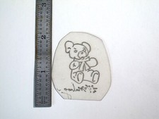 vtg 1960s 1970s Tattoo acetate stencil Teddy Bear signed PC