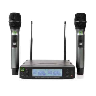 Q-Audio QWM1960 UHF kabelloses Mikrofonsystem + 2 Handmikrofone (606,5-613,5 MHz)