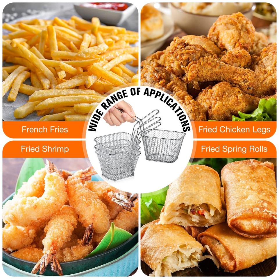 12 Pieces Mini Square Fry Basket Steel French Fry Chip Basket Food