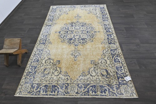 Oushak Turkish Vintage Rug 5x8 Kilim Rug Anatolian Handmade Boho Decor YELLOW