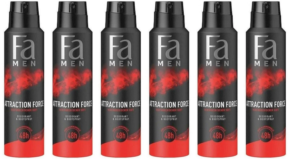 FA MEN Attraction Force Deodorant & Bodyspray Deo Spray mit Pheromonen 6x 150ml
