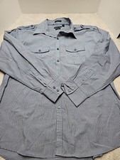 Van Heusen Men's Blue Checkered Long Sleeve Dress Shirt Size XL
