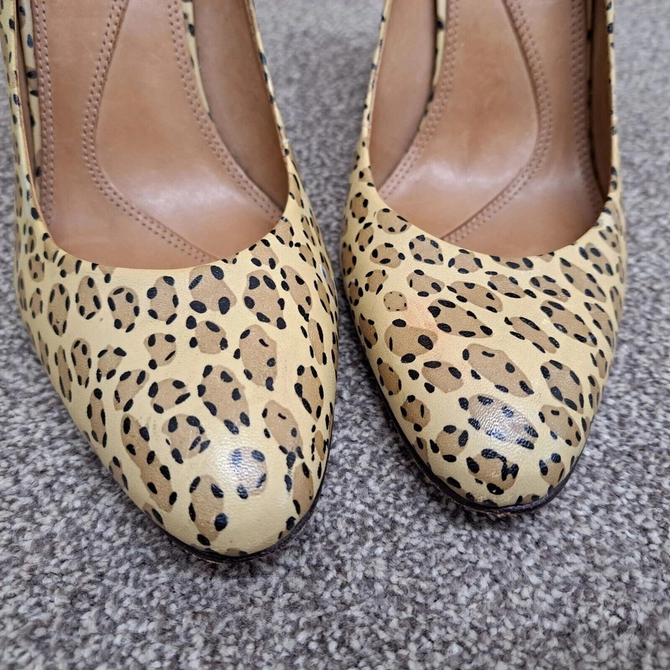 AllSaints Court Shoes Beige Animal Print 39 UK 6 Leather 4" Stiletto Heel - Image 3 of 4