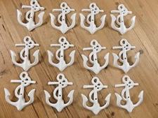 12 Cast Iron Anchor Coat Hooks Nautical Coat Hat Hook Anchors Distressed White