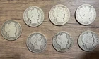 7x Barber 50c Half Dollar Silver Coin Set 1902-1909