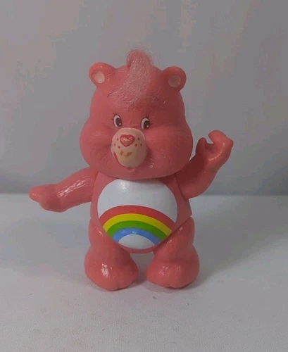 Vintage 1983 Kenner Care Bears Poseable 3.5” Figure CHEER BEAR Pink Rainbow