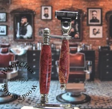Handmade Exotic Boxelder Burl Wood Shaving Set Razor SEE VIDEO 368