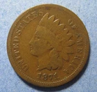 1871 Indian Cent (Bold N Rev.) – ANACS GOOD 4 !