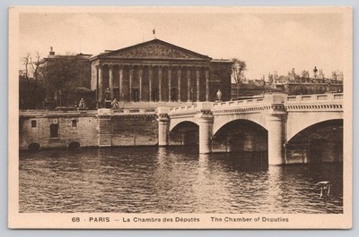 Paris Palais Bourbon Chamber of Deputies France Vintage Postcard