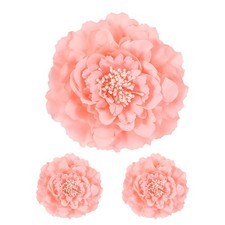 3Pcs Peony Flowers Hair Clip 4.7" Artificial Fabric Flower Pink