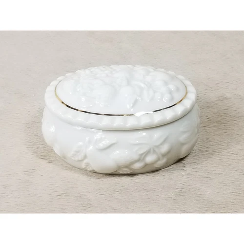 Lenox Jewelry Trinket Box 3 1/4" Color Ivory Gold Trim Year 1998 Vintage - Picture 1 of 12