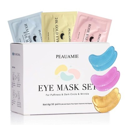 PEAUAMIE Under Eye Patches Gold and Hyaluronic Acid for puffy eyes,Rose Eye Mask