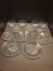 Vintage Anchor Hocking Sapphire Blue Bubble Glass "Bullseye" Set Of 12