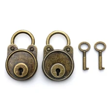 Retro Padlock Old-Fashioned Lock Notebook Luggage Antique Padlock with Key8748