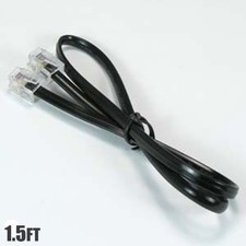 1.5FT RJ11 6P4C Straight Data Telephone Phone Line Cable Cord Flat Black