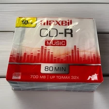 MAXELL CD-R Compact Discs Audio Recordable 80 Minute 10 PACK NEW