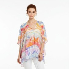 Show Me Your Mumu Sheer Short Sleeve Tunic Blouse Top S