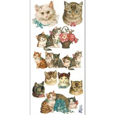 Violette Stickers - 1 Classic Vintage Cats Sticker Sheet - Scrapbooks Stationery