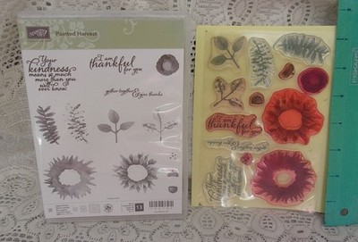 Stampin Up Painted Harvest Sunflower acorn Stamp set - 2 step Thankful for You