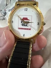 Vintage Watch Mens Face  Gold Tone Black Band Promotional Employe Band Pizza Hut