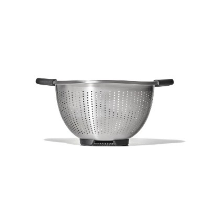 3Qt Stainless Steel Colander: Dishwasher-Safe Pasta Strainer, Light Silver