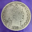 1911 S Barber Half Dollar US Silver Coin