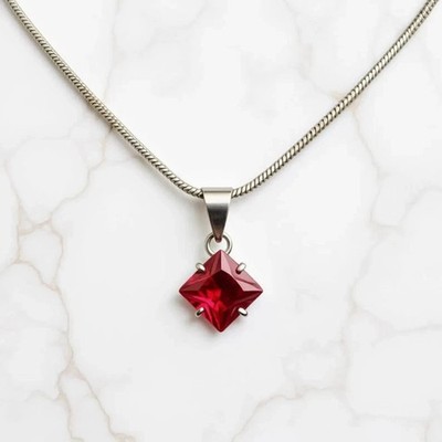 21.30 Ct Natural Red Ruby Fancy Cut 925 Sterling Silver Pendant GIE Certified