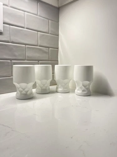 Vintage Set Of 4 Anchor Hocking Georgian Honeycomb Milk Glass Cups