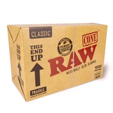 Classic Natural Pre Rolled Cones 1 1/4 Size with Tips Bulk 1000 Pack Box