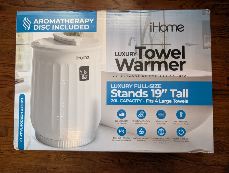 iHome Luxury 20L Towel Warmer Bucket w/Aromathera Disc 19"T