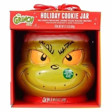 Dr Seuss The Grinch Holiday Cookie Jar Pirouline Creme Filled Rolled Wafers NEW