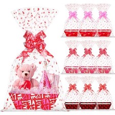12 Set Valentines Day Empty Gifts Baskets Bulk with Cellophane Basket Bags and