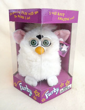 Tiger 1998 Furby 70-800 White w/Green Eyes in Box Not Working Very Good/Exc Cond