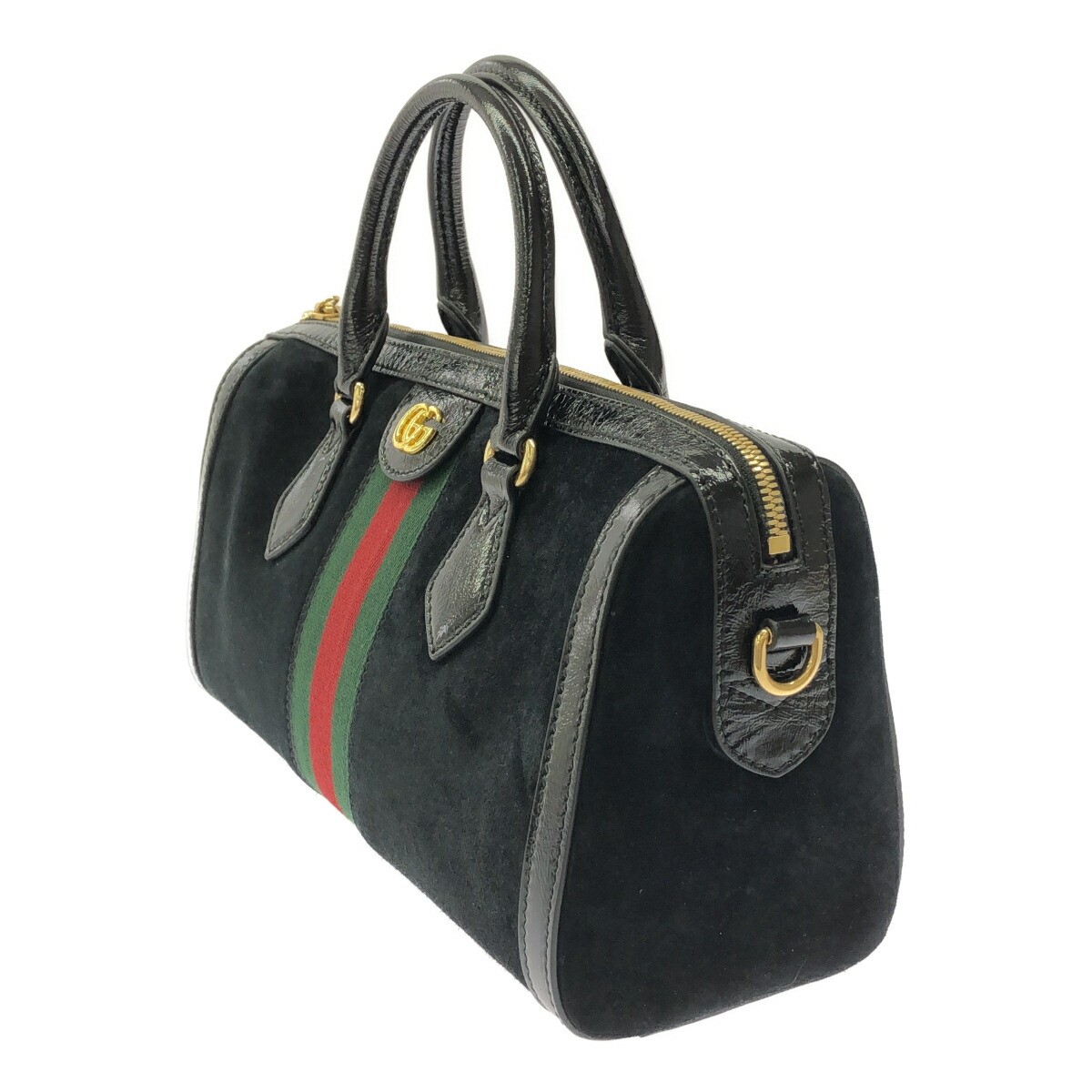 Gucci 2Way Mini Boston Bag Ophidia GG Suede Black Medium Used image 2