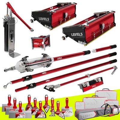 LEVEL5 Drywall Finishing Set | 2 Flat Boxes, 3 Handles, Pump + MiniShot | 4-662P