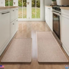 Set of 2 Anti-Fatigue Kitchen Mats - Stylish Non-Slip Absorbent Washable Rugs