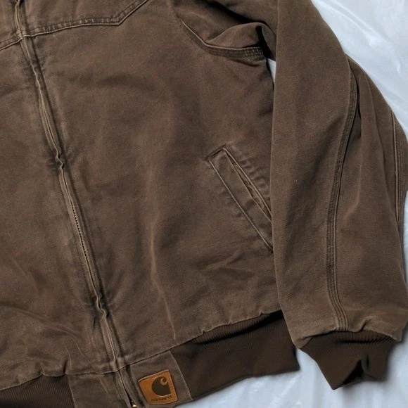 Carhartt Vintage J14CHT Santa Fe Brown Canvas Zip Up Jacket Size Large Tall - Image 3 of 4