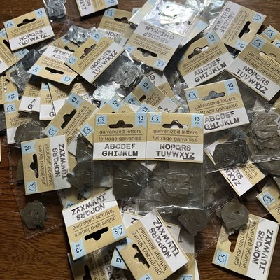 One set Galvanized Metal Letters 1'' in Tall A-Z Full Alphabet Crafter s Square