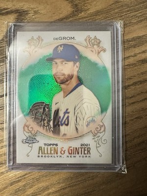 2021 Topps Allen & Ginter Chrome Green Refractor 08/99 Jacob deGrom #90 0p5z