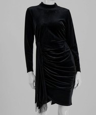 Tahari ASL Womens Black Mock-Neck Long-Sleeve Velvet Bodycon Dress Petite Sz 14P