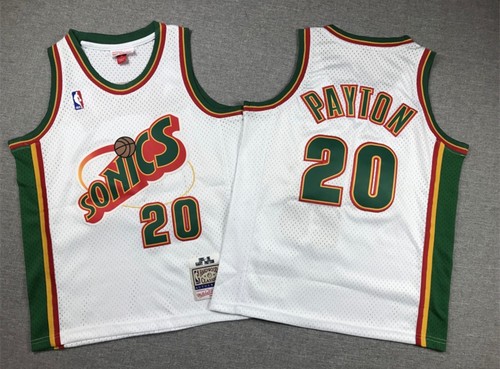 Seattle Super Sonics Gary Payton 20 vintage white retro basketball jersey