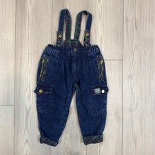 Vintage Wild Boys 2T Overalls Bibs Jumper Denim Jeans Plaid RARE
