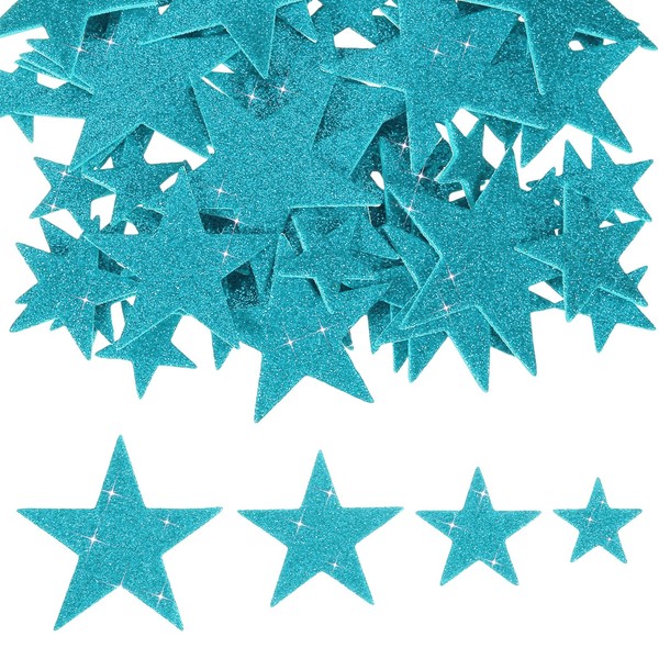 FüR Star Schaumstoffaufkleber, 140 Stk. Eva Selbstklebend Glitzer, Blau-image