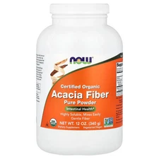 Now Foods Certified Organic Acacia Fiber Powder 12 oz 340 g GMP Quality Assured,